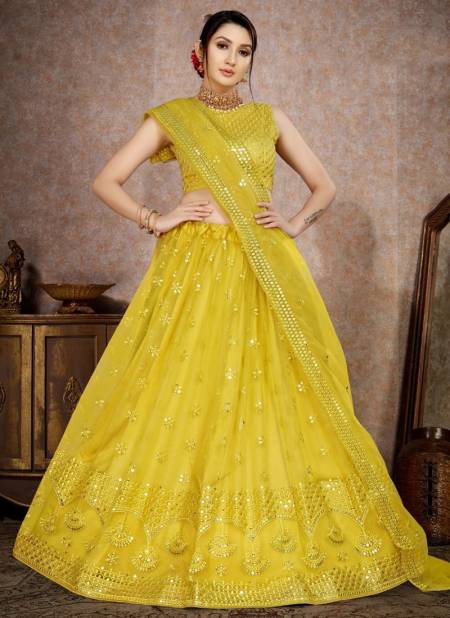 Dark Yellow Colour Rama Razi New Latest Designer Party Wear Heavy Net Lehenga Choli Collection 11038